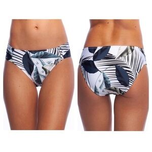 LA BLANCA Women's Side Shirred Hipster Bikini Swimsuit Bottom Tropical Sz 14 NWT